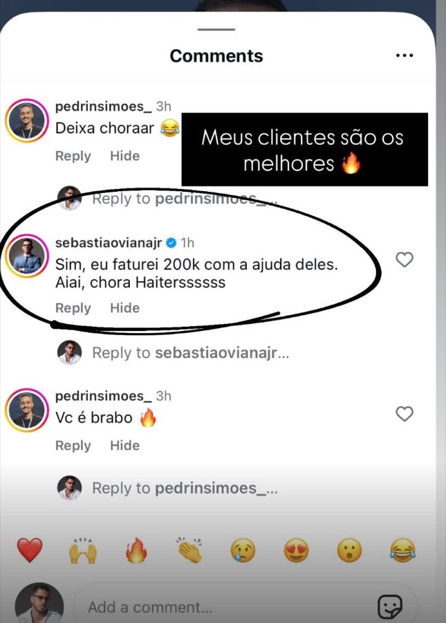 Resultado relatado por Dr. Sebastião Viana