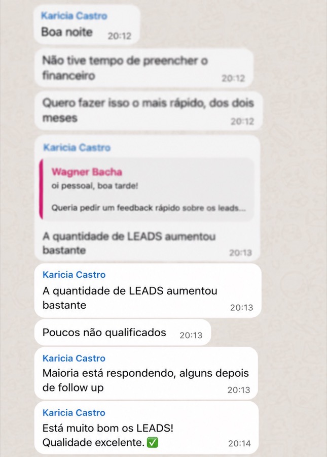 Resultado relatado por Dr. Tarlei Fonseca
